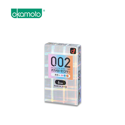 【日版】OKAMOTO冈本 002三色炫彩安全套避孕套0.02mm 6只装