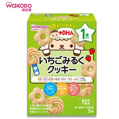 【日版】WAKODO和光堂 DHA草莓米饼磨牙饼干12个月+ 宝宝辅食高钙高铁