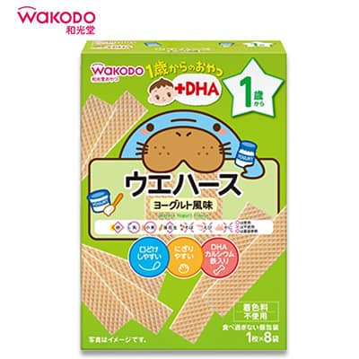 【日版】WAKODO和光堂 DHA婴儿辅食宝宝零食1岁+ 酸奶味威化磨牙饼干