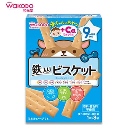 【日版】WAKODO和光堂 宝宝高钙磨牙棒8袋入 补铁手指饼干磨牙棒便于抓握易消化