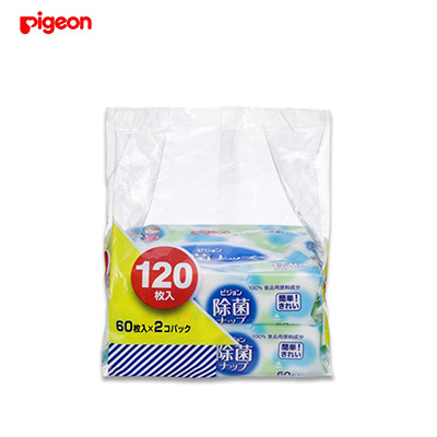 【日版】PIGEON贝亲 婴幼儿口手用除菌湿纸巾60枚入*2【有效期24.2.1】