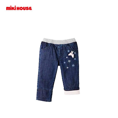 【日版】MIKIHOUSE 小兔蝴蝶结翻边长裤两色可选