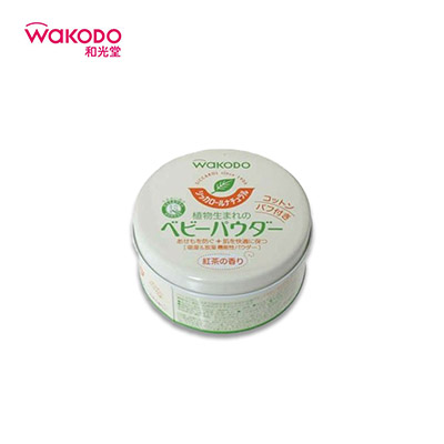 【日版】Wakodo和光堂 植物天然绿茶婴儿爽身粉 红茶味120g 附粉扑