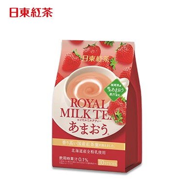 【日版】日东红茶 北海道皇家奶茶速溶奶茶袋装草莓140g/10条入