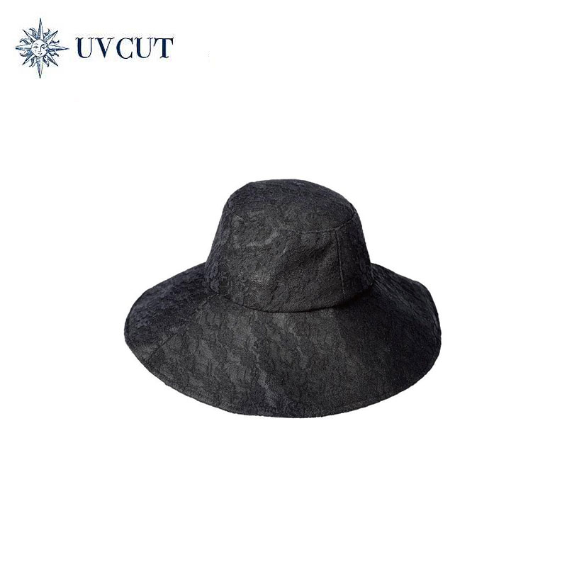 【日版】NEEDS丽意姿 UVCUT可折叠蕾丝纹防晒帽大帽檐【黑色】