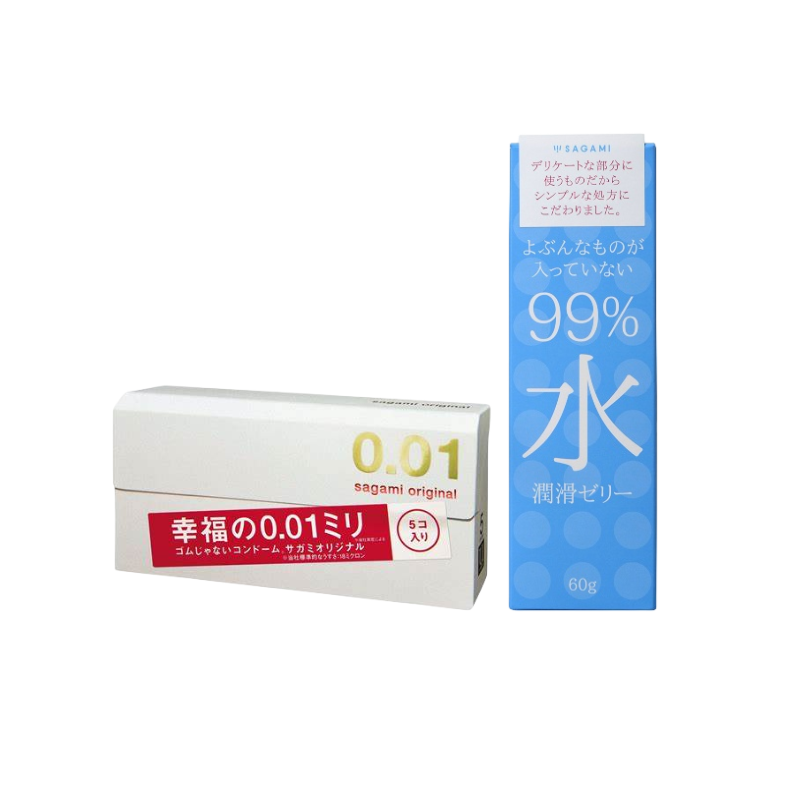 【组合装优惠】SAGAMI幸福相模 99%水润滑油60g+001超薄避孕套安全套5只