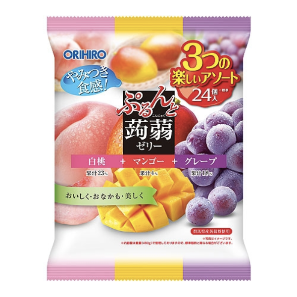 【日版】ORIHIRO欧力喜乐 蒟蒻果冻 白桃+芒果+葡萄480g（24粒）