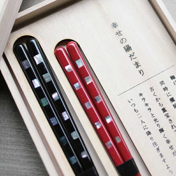 兵左卫门 幸福之光 夫妻筷子 筷子筷架套装