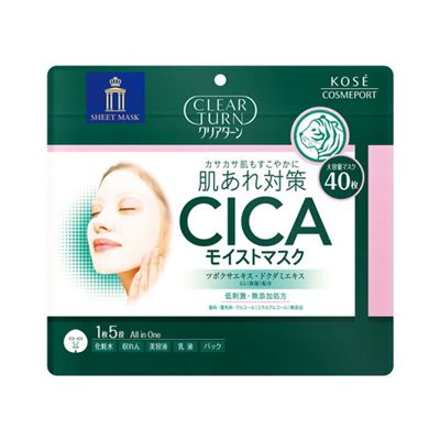皮肤措施CICA保湿面膜大容量40片透明转(CLEAR TURN)Kose Cosmetics Port(KOSE COSMEPORT)