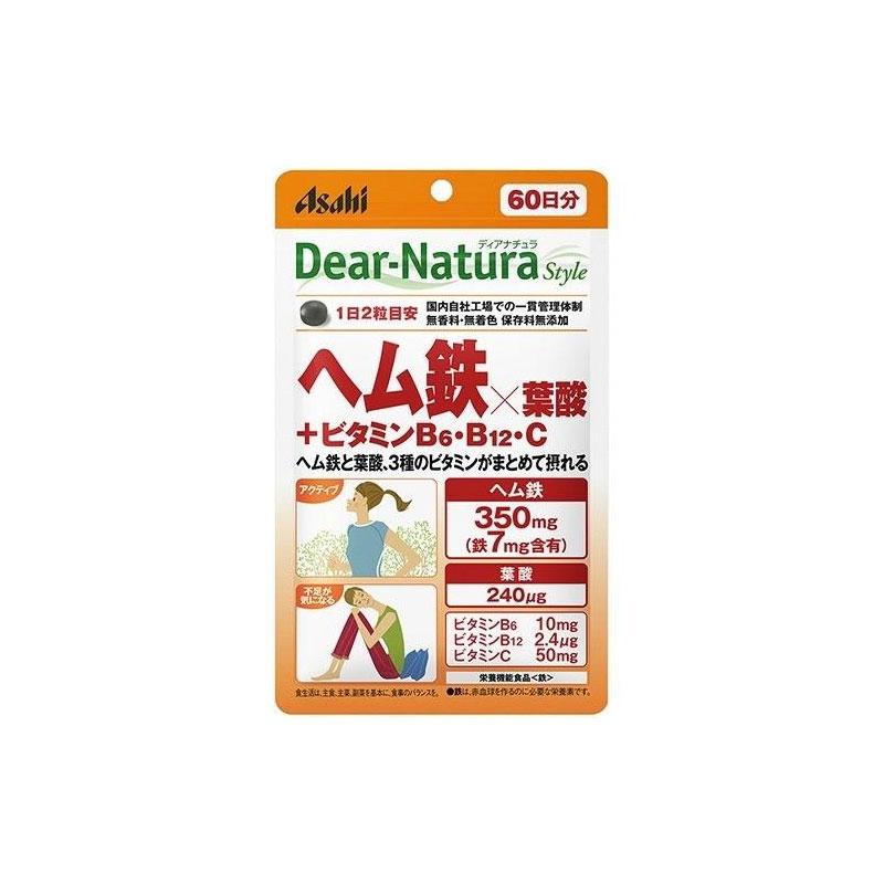 【日版】Dear-Natura 血红素铁 x 叶酸 + 维生素 B6、B12、C 120 片（60 天供应量）