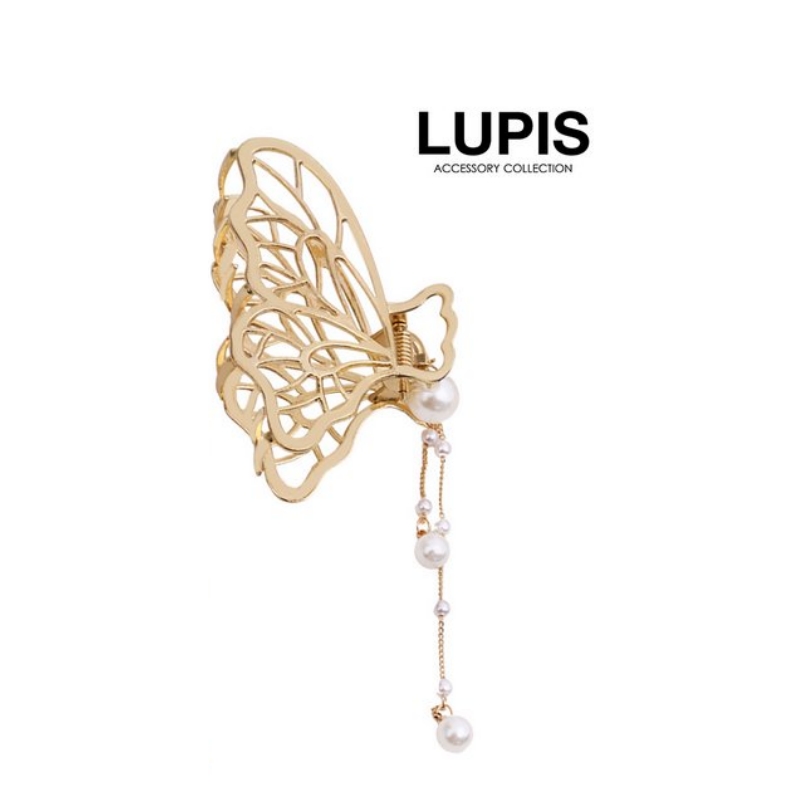 【LUPIS】金色不对称半面蝴蝶流苏发夹