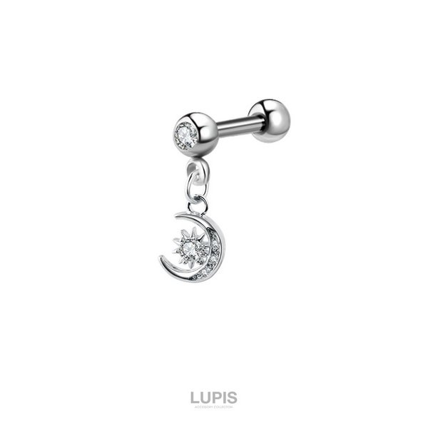 【LUPIS】不对称设计抗氧化耳钉 弯月款 单只