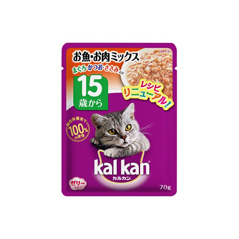【日版】尤妮佳 健康小猫 综合营养食 15岁以上用 鸡肉鱼肉混合 70g