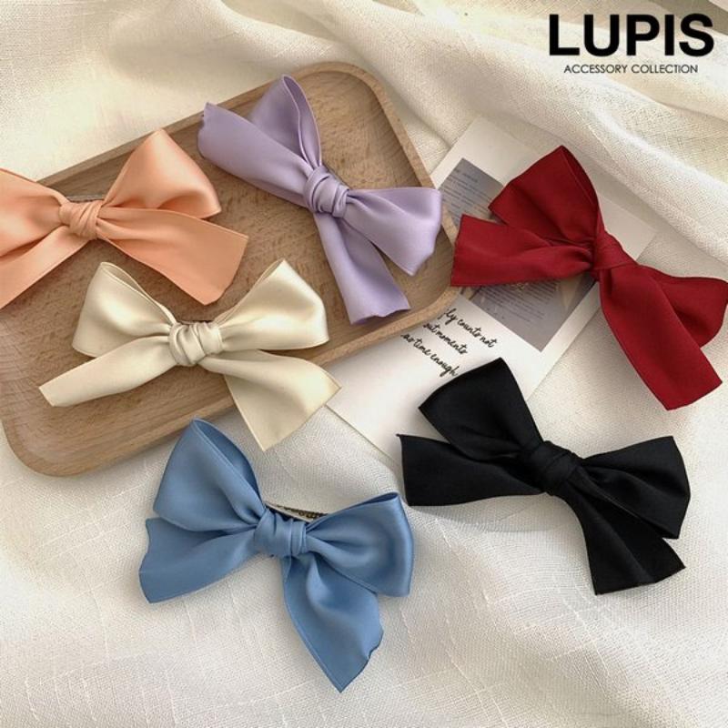 【LUPIS】迷你丝带蝴蝶结发夹 米白色/红色可选