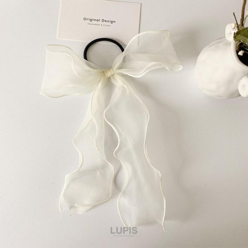 【LUPIS】蝉翼纱蝴蝶结发圈 象牙色