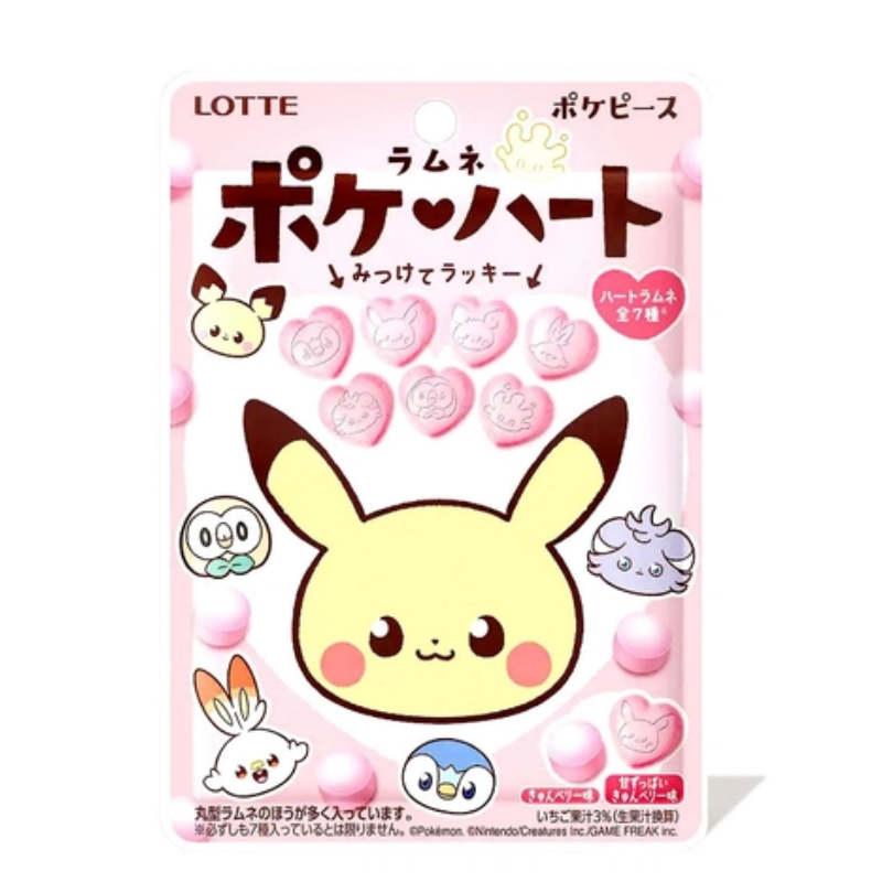 【日版】日本乐天 LOTTE 宝可梦POKEMON限定包装 心形弹珠汽水糖 40g 1袋装