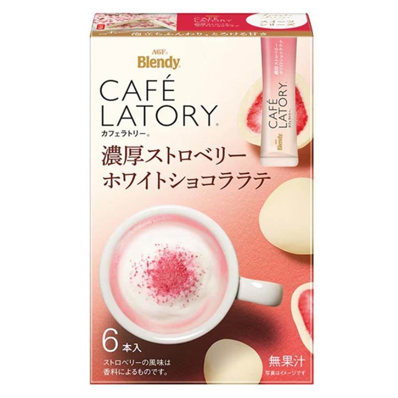 【日版】AGF Blendy Cafe Latory 浓郁草莓白巧克力拿铁咖啡 6袋装