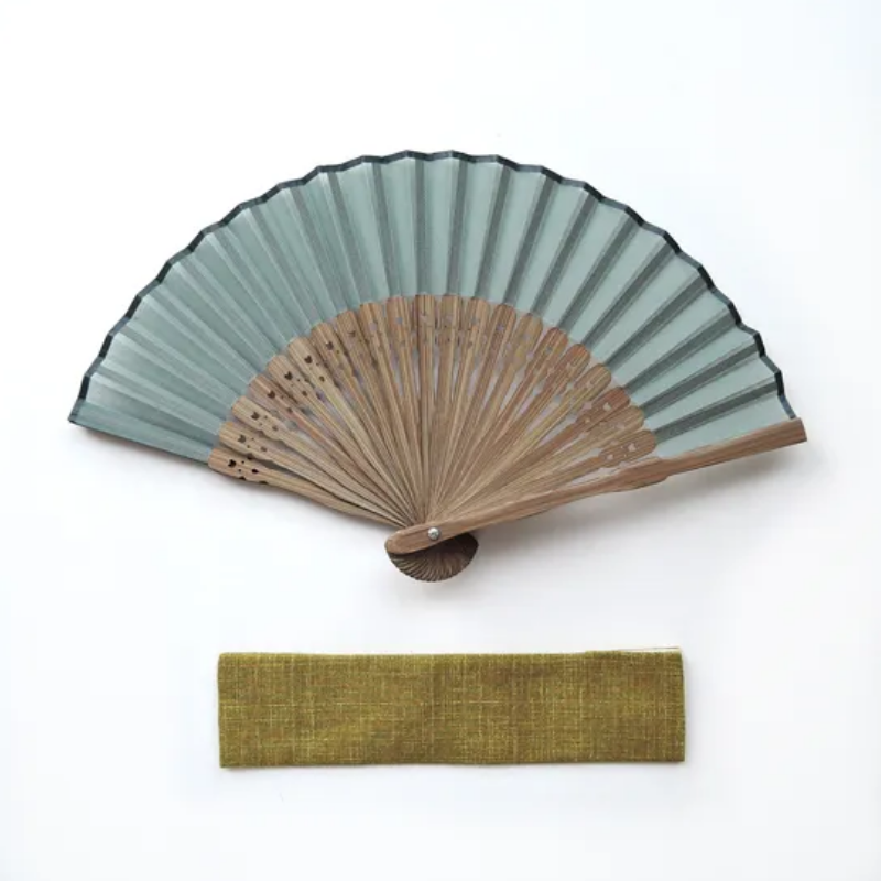 【限定】日式5.3寸工艺竹扇摆件（红/绿）带盒子