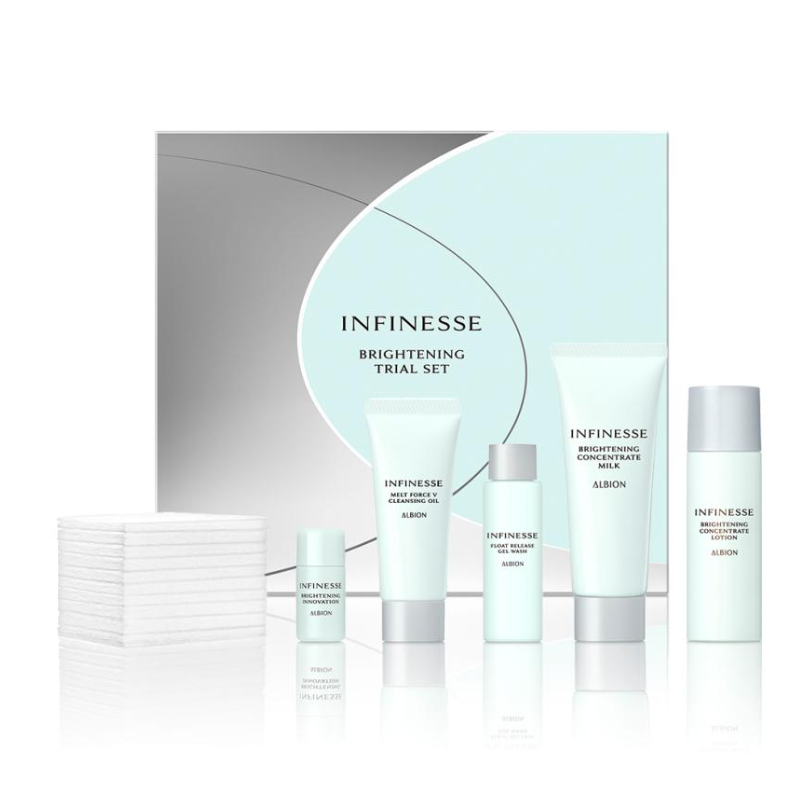 【日版】ALBION澳尔滨 infinesse美白套装 卸妆18g+洁面18ml+乳液40g+化妆水40ml+精华6ml+化妆棉10片