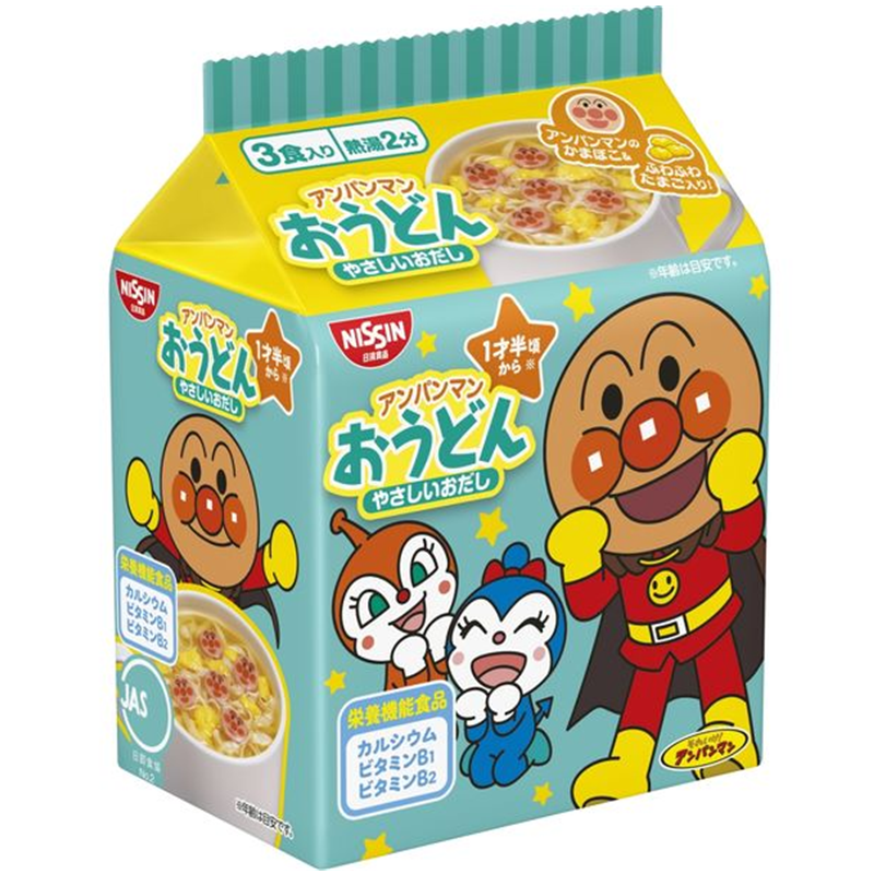 日清 NISSIN 面包超人杯面 儿童泡面 乌冬面 3袋【高汤海鲜味】