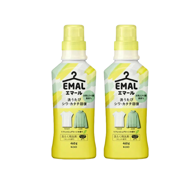【组合装优惠】kao花王 Emal 真丝羊毛羊绒中性浓缩洗衣液 460g*2瓶 清新绿调